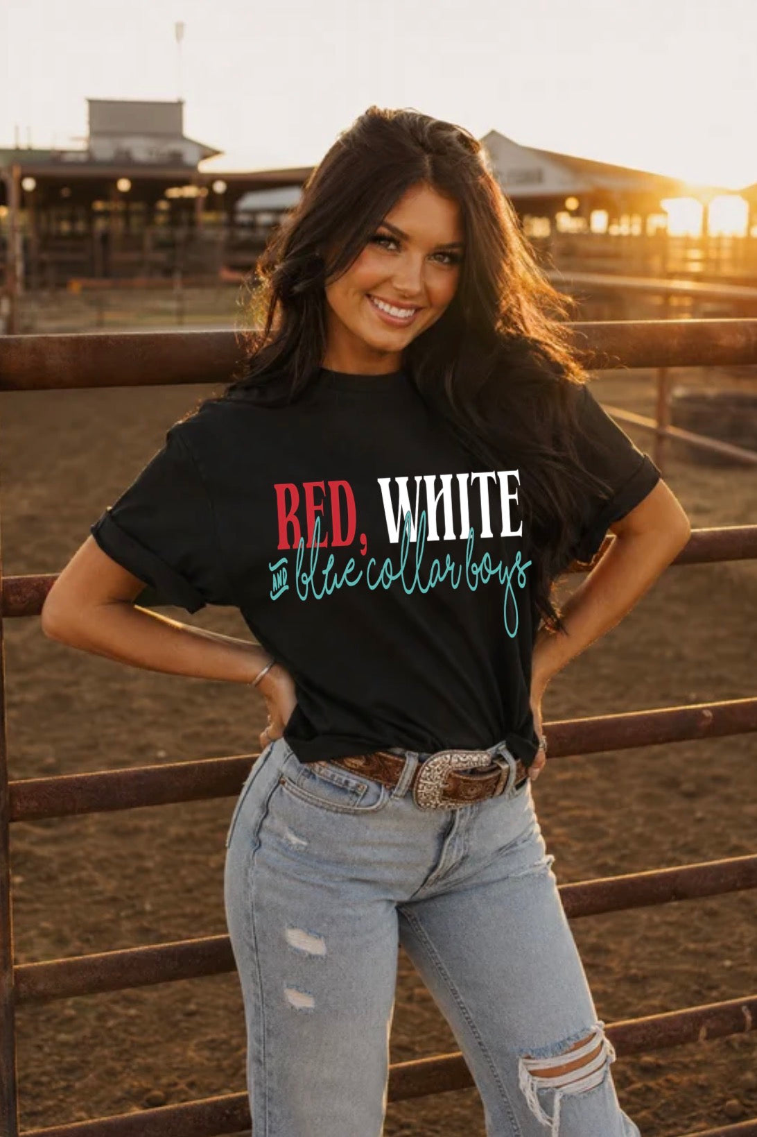 Red, White, & Blue Collar Boys Graphic Tee