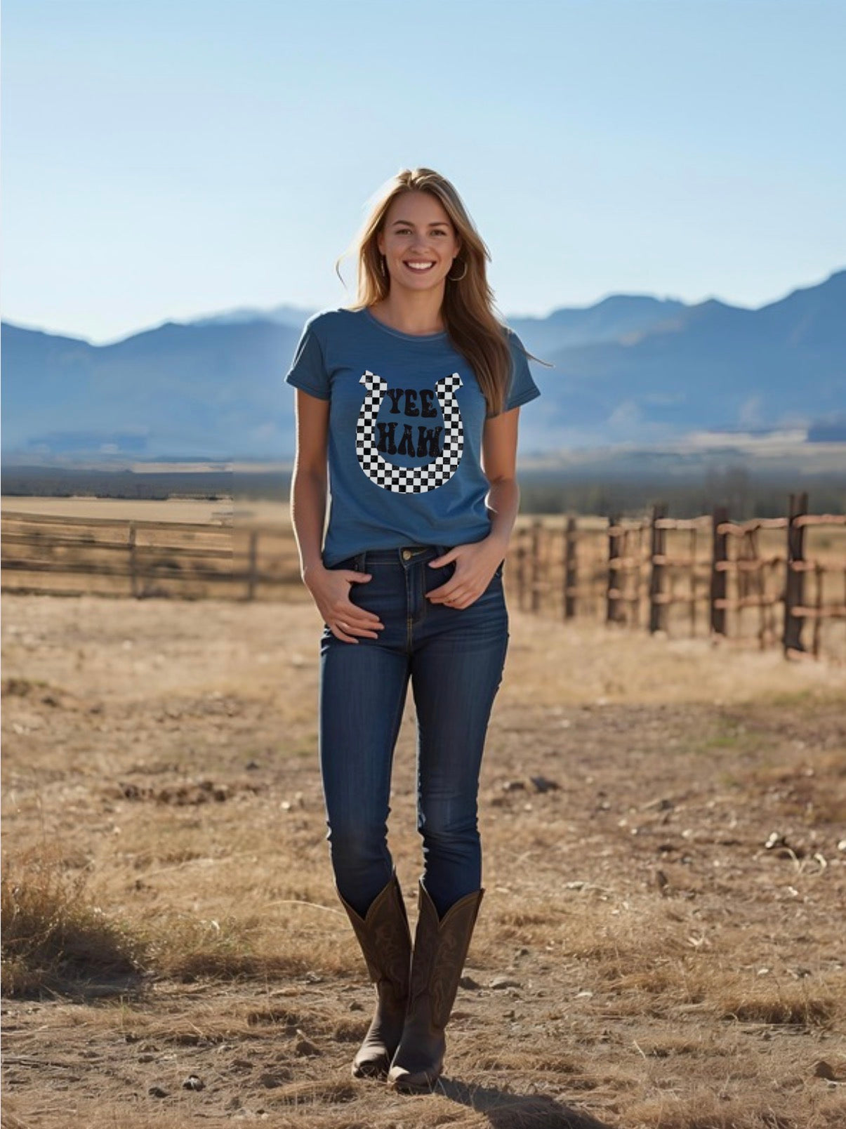 Checkered YeeHaw Tee