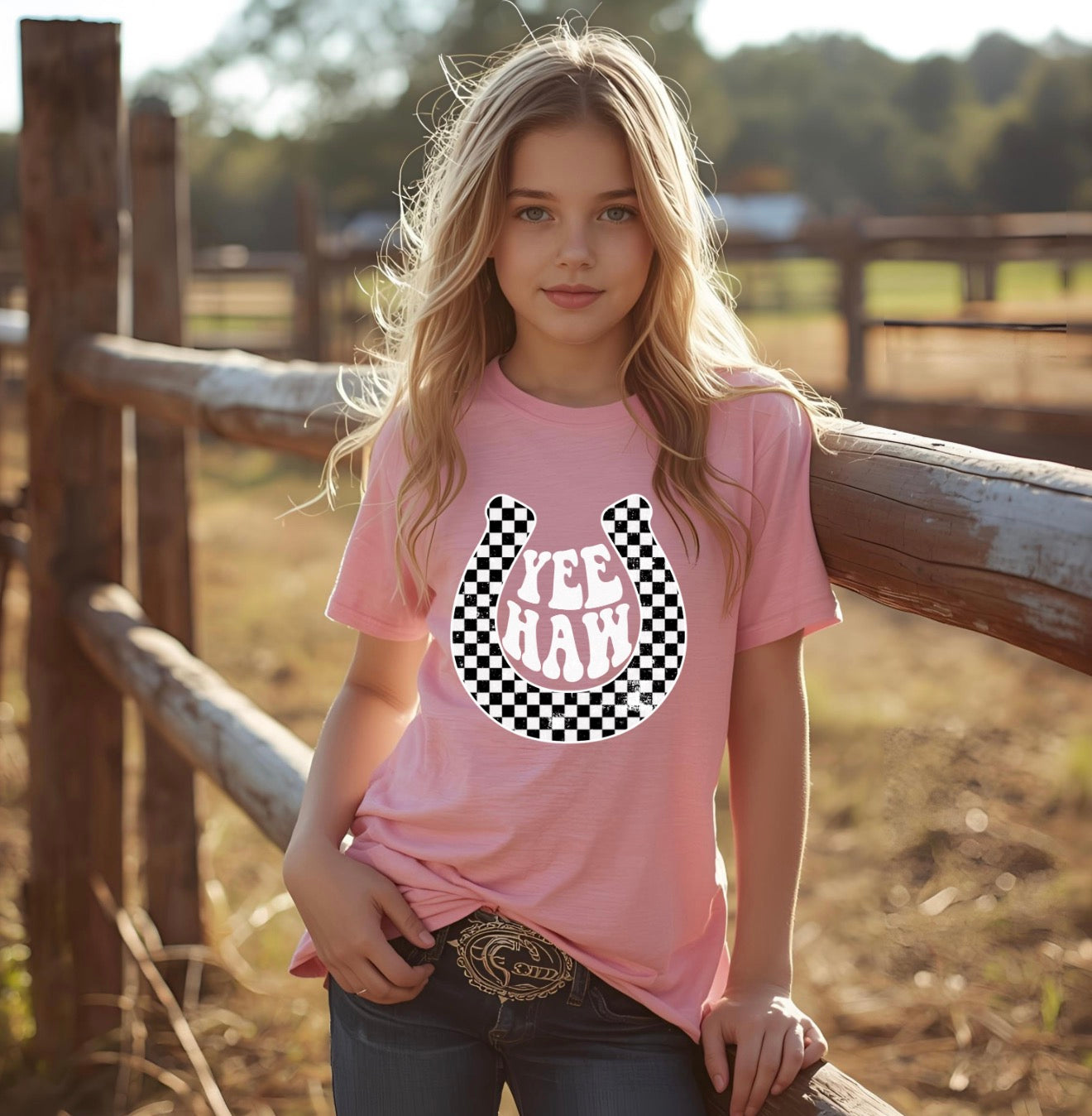 Yeehaw Checkered Horseshoe