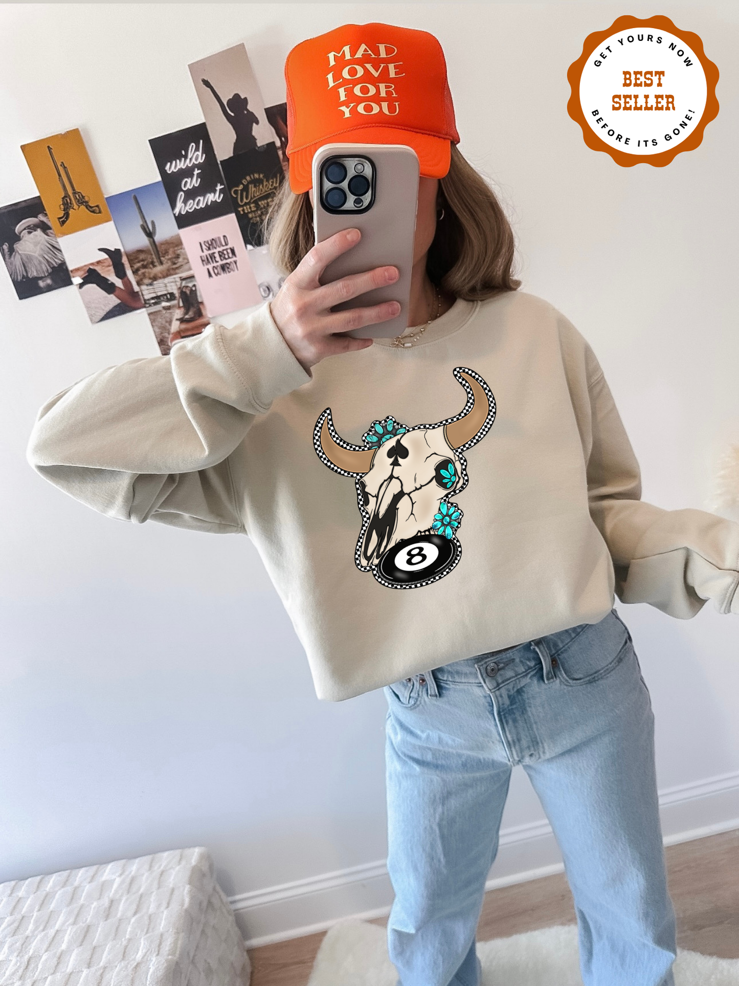 Cowgirl Bull Skull Sweatshirt