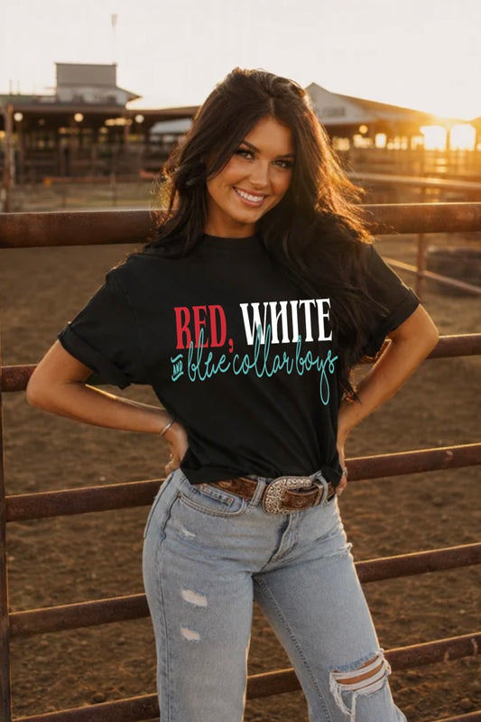 Red, White, & Blue Collar Boys Graphic Tee