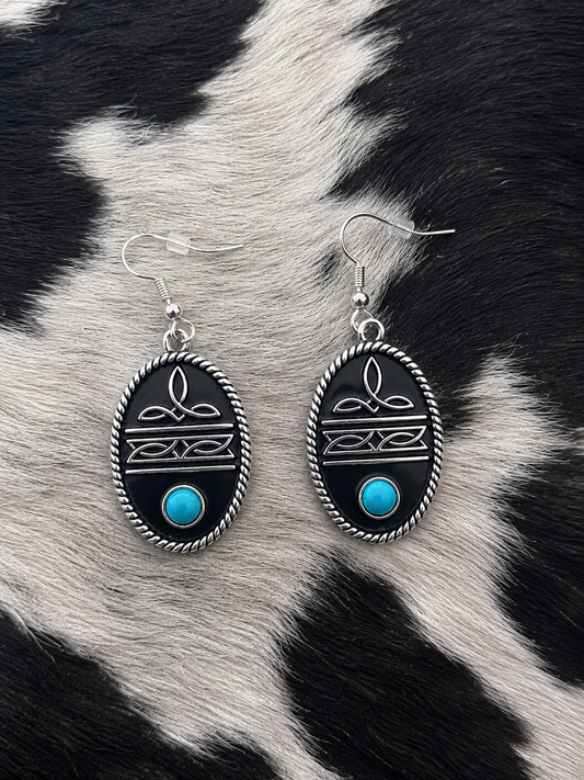 Turquoise Boot Stitch Earrings