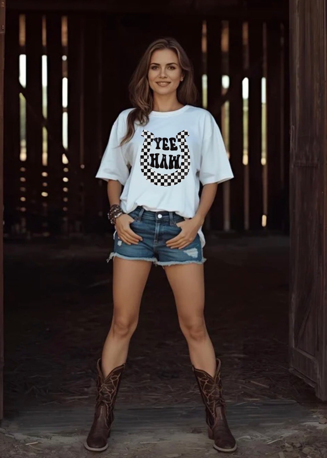 Checkered YeeHaw Tee