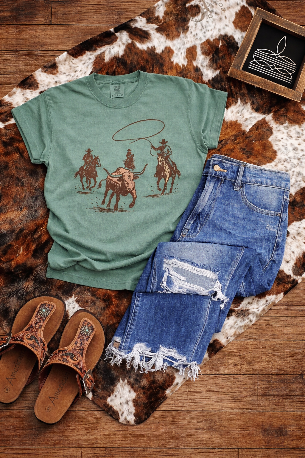 Cowboy Steer Roping Graphic Tee