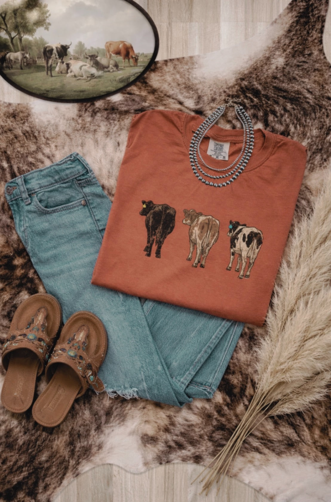 Back View Cattle Graphic Tee