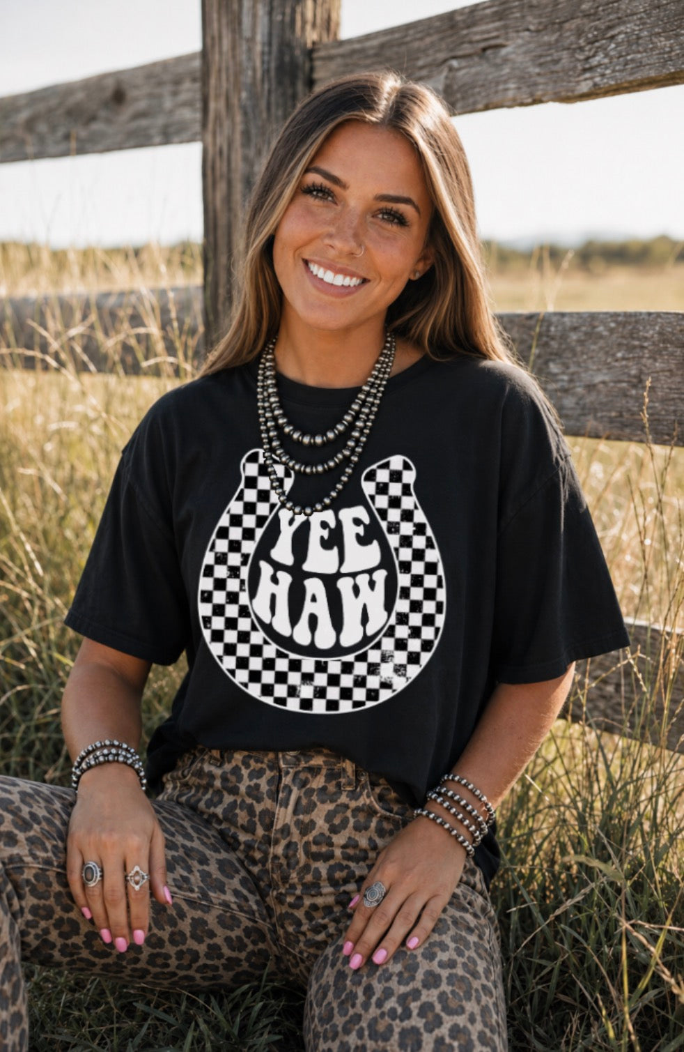 Checkered YeeHaw Graphic Tee