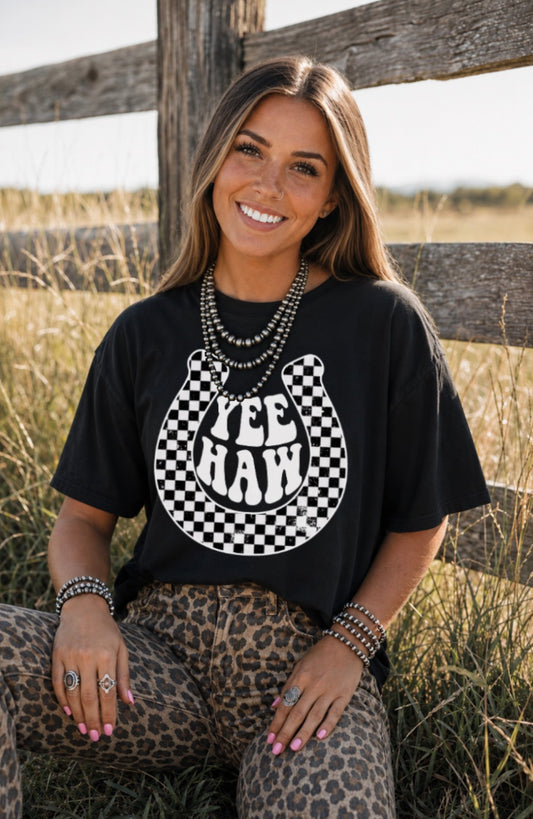 Checkered YeeHaw Graphic Tee