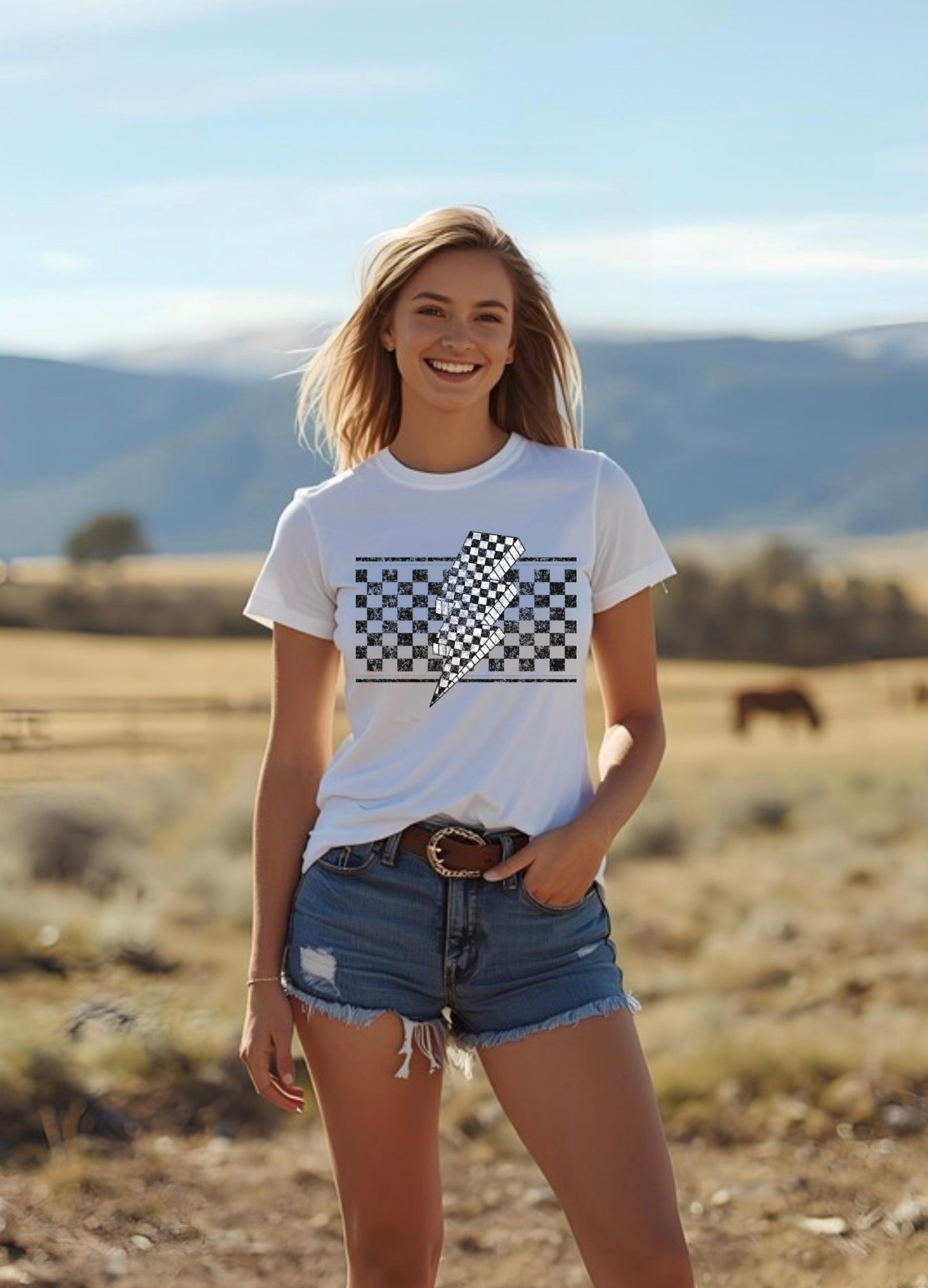 Checkered Lightning Bolt