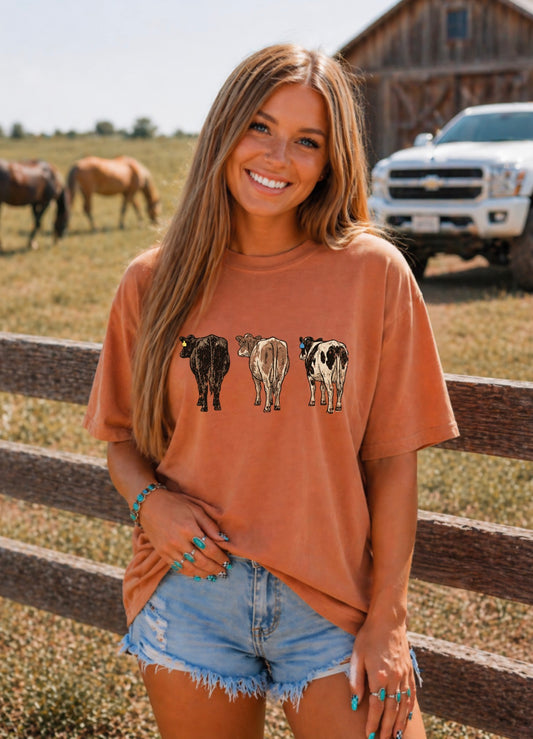 Back View Cattle Graphic Tee