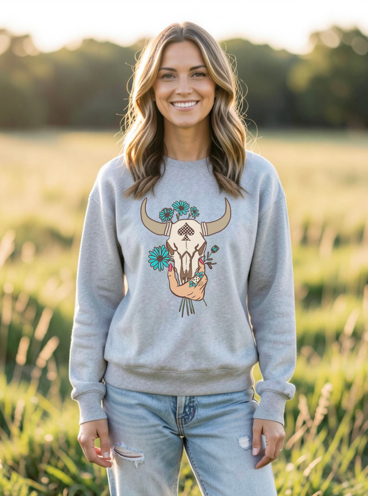 Daisy Bull Skull Sweatshirt