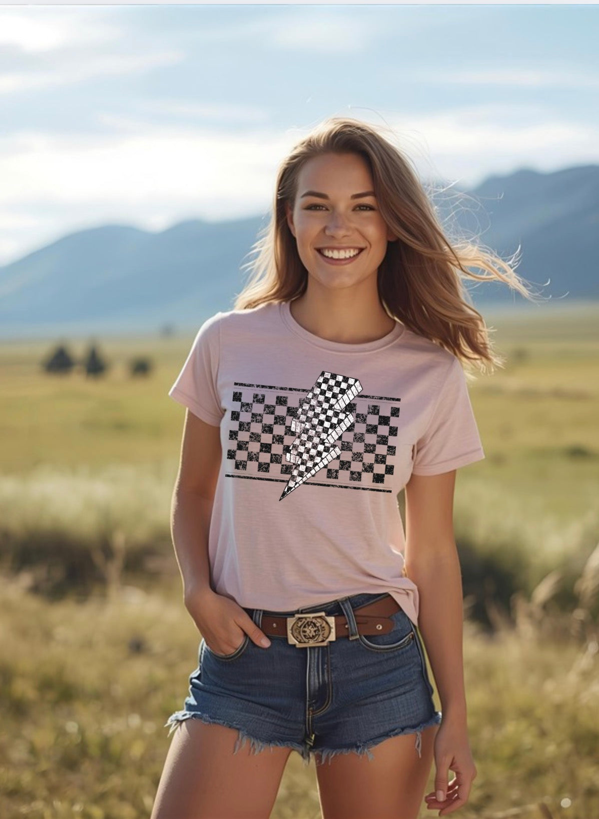 Checkered Lightning Bolt