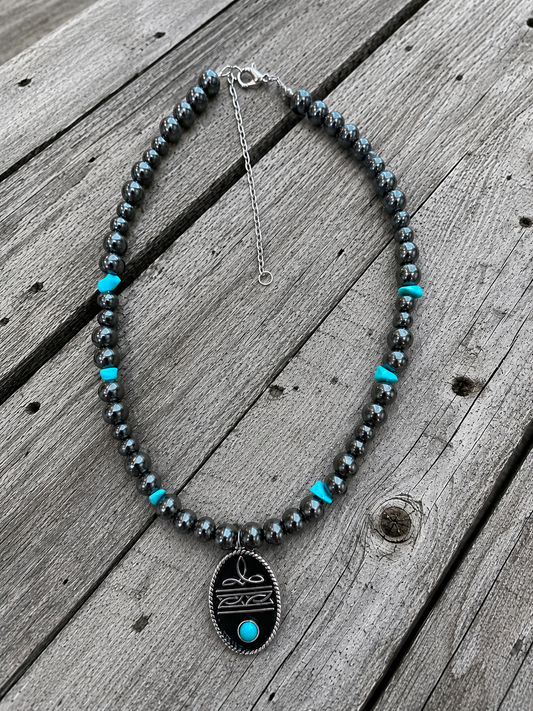 Turquoise Boot Stitch Necklace