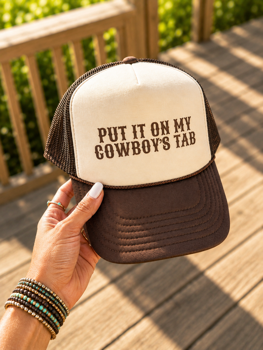 Put It On My Cowboys Tab Trucker Hat