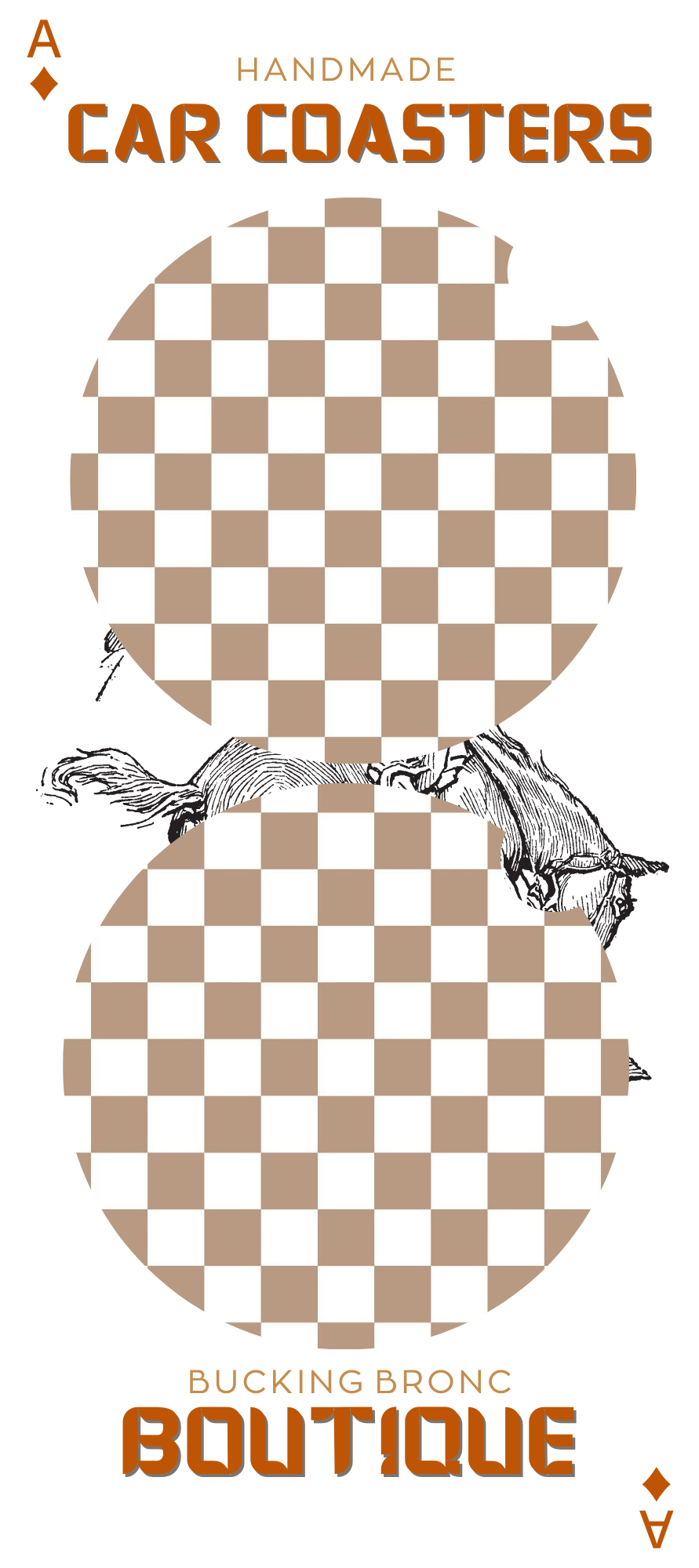 Brown Checkered Car Coasters