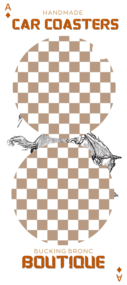 Brown Checkered Car Coasters